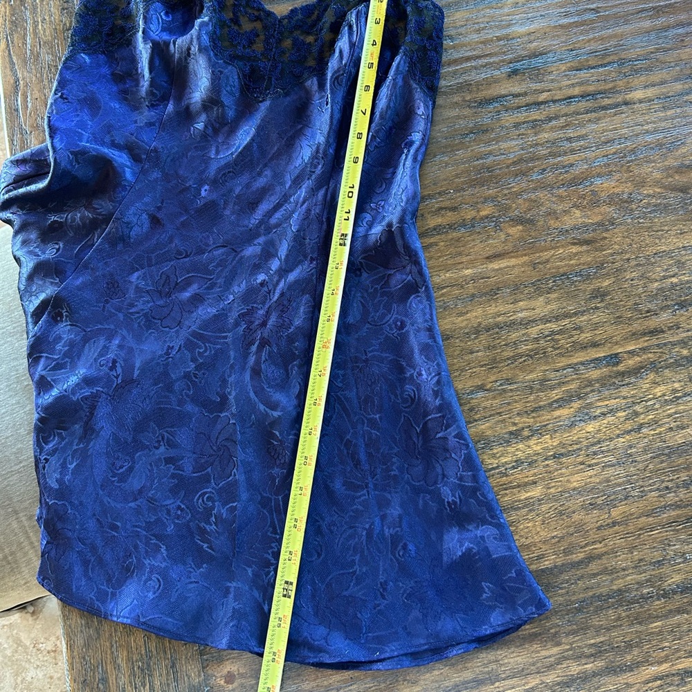 Victorias Secret Vintage Gold Label Midnight Blue Coquette Bow Satin Slip Dress - Picture 8 of 8
